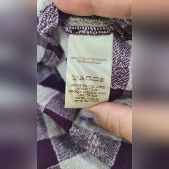 Free People Honey Grove Purple Plum Plaid Boho Tassels Women's Top - Picture 7 of 8